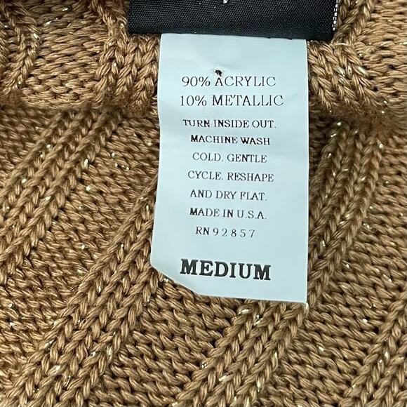 Vanity Size Medium Brown Gold Metallic Crochet Bolero Shrug Cardigan Boho Fairy - Picture 5 of 7